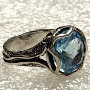 Or Paz Israel Sterling Silver 925 Blue Topaz Ring (size 7)
